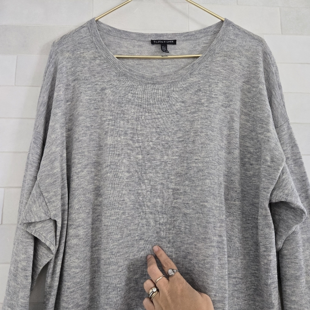 Eileen Fisher Merino Wool Alpaca Tunic Top Sweater Dress Gray Long Sleeve XL - Picture 4 of 9